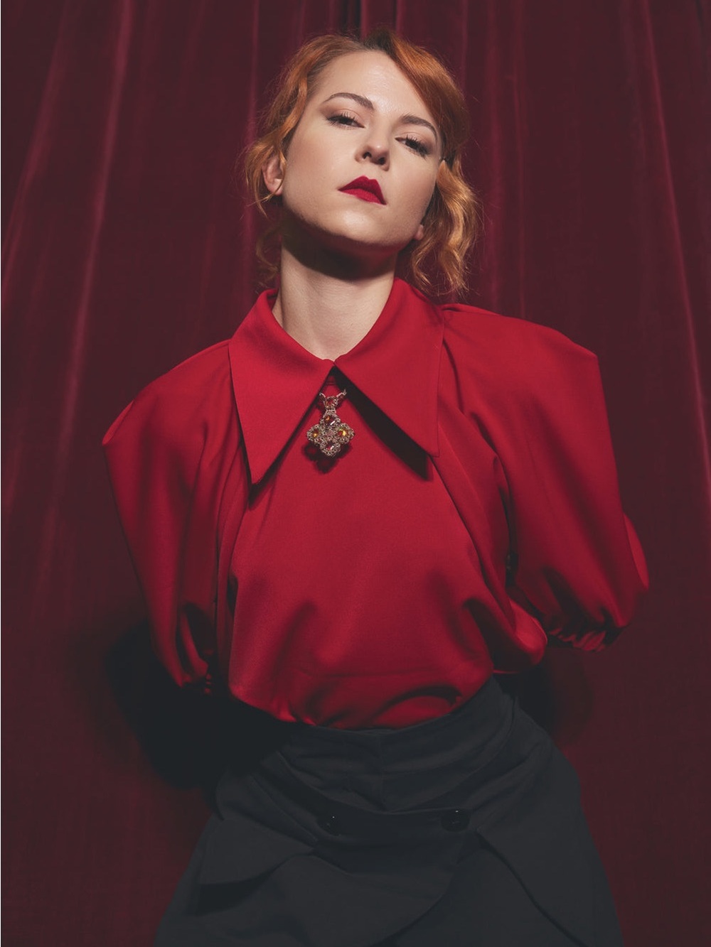 Julia Allert Designer Red Blouse Size Small - Picture 4 of 15